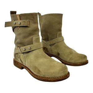 Rag & Bone Womens Size 8 Suede Textured Double Strap Distressed Moto Boots